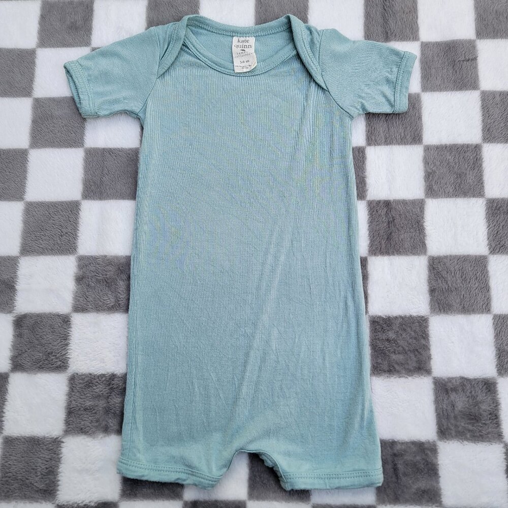 Kate Quinn Bamboo Solid Blue Snap Shorty Romper Size 3-6m